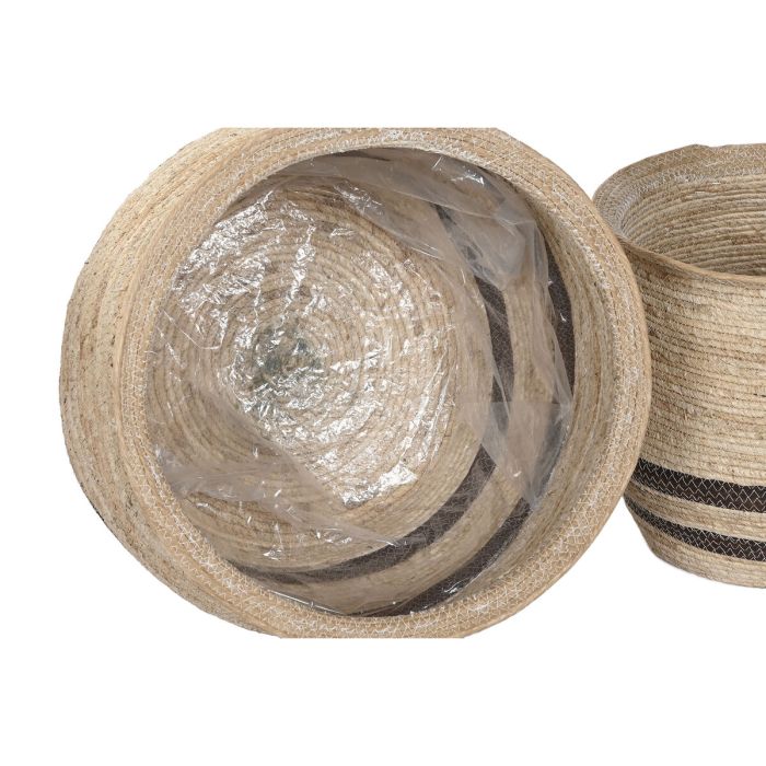 Cache-pot Home ESPRIT Marron Fibre Arabe 60 x 60 x 52 cm (4 Unités) 2
