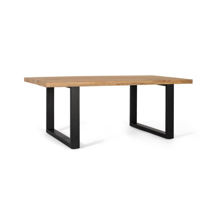 GINER Y COLOMER - Table de salle à manger rectangulaire en bois de manguier massif 200 x 100 cm, avec piètement en fer noir 1 GINER Y COLOMER - Table de salle à manger rectangulaire en bois de manguier massif 200 x 100 cm, avec piètement en fer noir 1