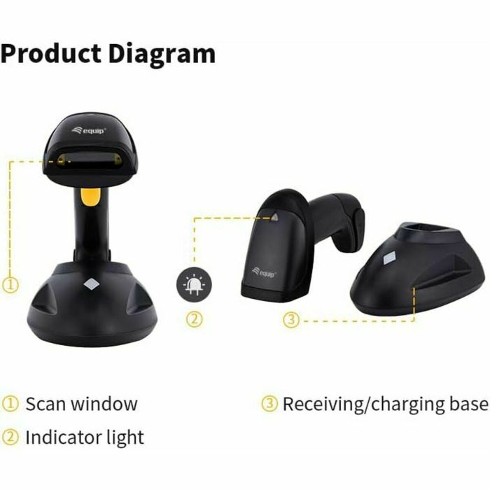 Lecteur de Codes Barres Equip 35102507101 Noir 2 Lecteur de Codes Barres Equip 35102507101 Noir 2