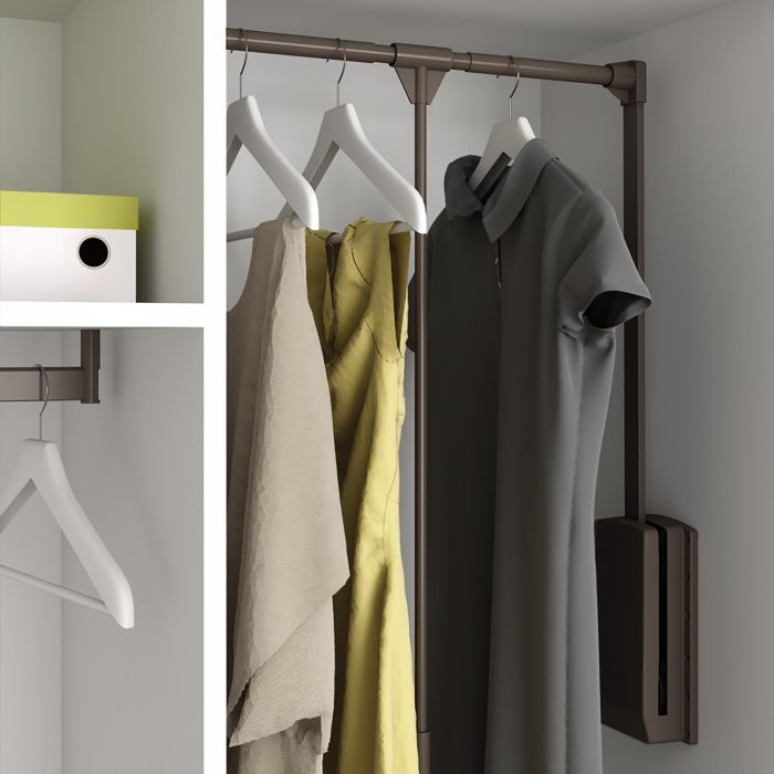 Emuca Penderie rabattable pour armoire Hang, 830 - 1150, Peint en moka, Acier et Plastique. 4