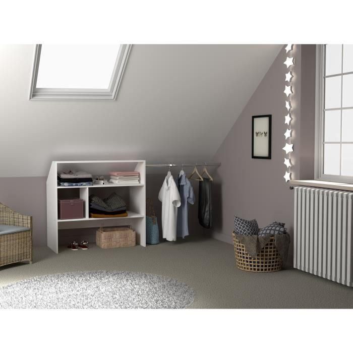 Kit dressing sous comble ARTIC EKIPA - Décor mélaminé blanc - 1 penderie - L197 x P50 x H94 cm 5