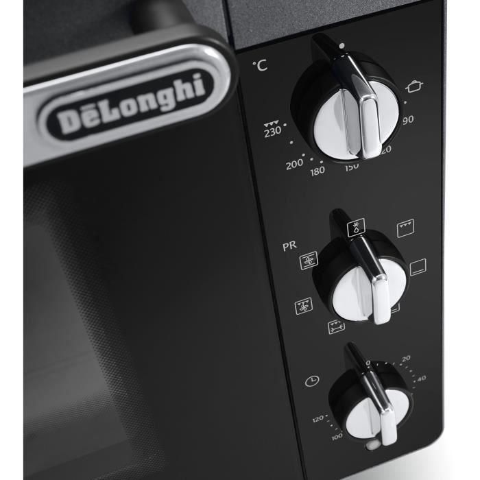 Mini-four - Chaleur tournante - Tournebroche - DELONGHI - EO40123.S - Noir - 40 L - 51,5 x 44 x 36 cm - 2000 W 4 Mini-four - Chaleur tournante - Tournebroche - DELONGHI - EO40123.S - Noir - 40 L - 51,5 x 44 x 36 cm - 2000 W 4