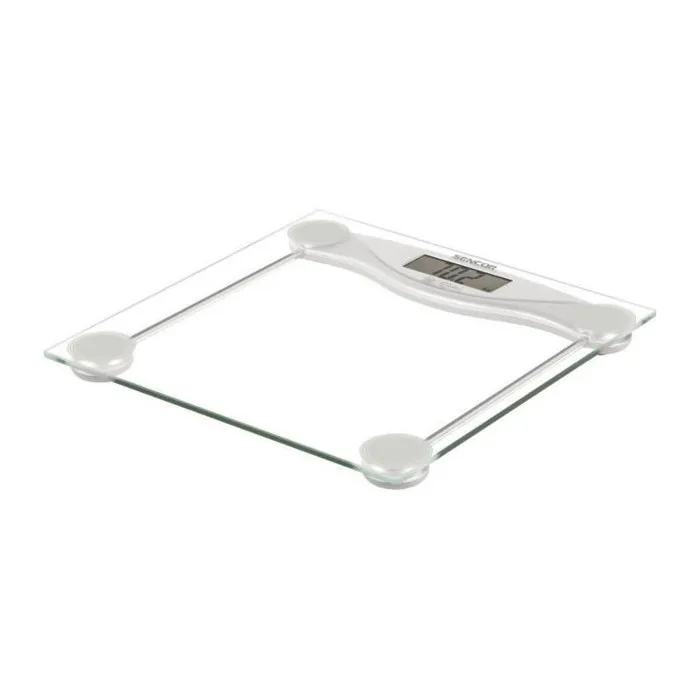 Sencor Pese Personne SBS 113SL - Balance de salle de bain avec surface en verre trempé 6 mm, capacité 150 kg, écran LCD large, mise en marche automatique