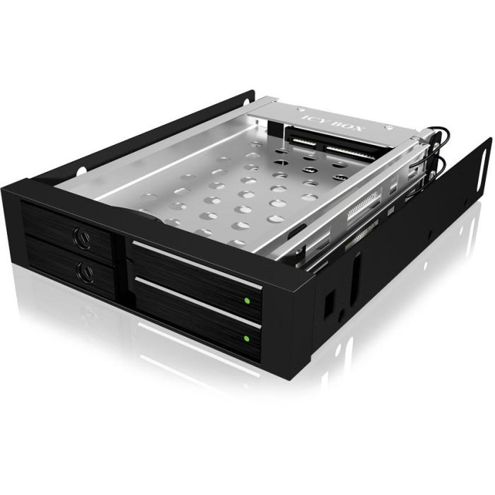 Wechselrahmen. 2xSATA 2.5" zu 2xSATA Host. trägerlos. für 3.5" Schacht ICY BOX 2