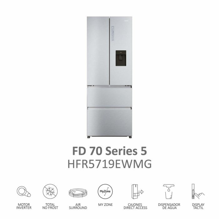 Réfrigérateur Combiné Haier HFR5719EWMG 190 Argenté 20