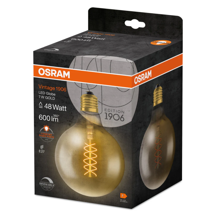 Ledvance/Osram LVE-4058075761674 Ampoule LED Classic E27 7W 600Lm 2200K 320° IP20 Dimmable Filament Vintage 1