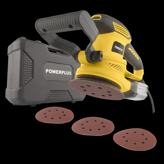 Powerplus POWX04710 - Ponceuse excentrique 450W Ø125 mm avec système auto-agrippant, bac récupération poussière, 13000 min⁻¹, mallette de rangement incluse Powerplus POWX04710 - Ponceuse excentrique 450W Ø125 mm avec système auto-agrippant, bac récupération poussière, 13000 min⁻¹, mallette de rangement incluse