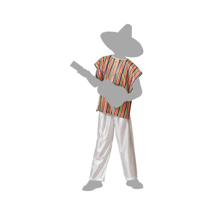Déguisement Mexicain Enfant Garçon Clair pour Carnaval - Poncho et Pantalon, 5-6 Ans