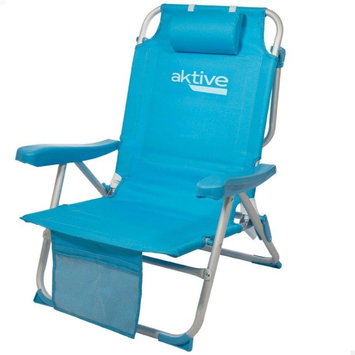 Chaise Pliante avec Repose-Tête Aktive 49 x 80 x 58 cm Bleu (2 Unités) 4 Chaise Pliante avec Repose-Tête Aktive 49 x 80 x 58 cm Bleu (2 Unités) 4
