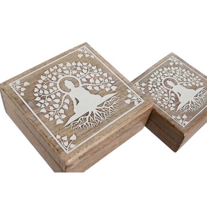Boîte à bijoux Home ESPRIT Blanc Naturel Bois de manguier 18 x 18 x 9 cm (2 Pièces) 2 Boîte à bijoux Home ESPRIT Blanc Naturel Bois de manguier 18 x 18 x 9 cm (2 Pièces) 2