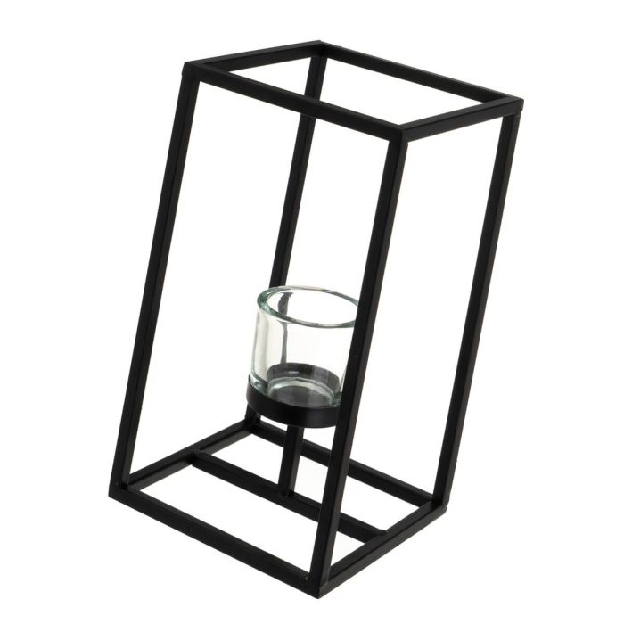 Ensemble de bougeoirs Noir Verre Fer 14 x 14 x 25 cm (2 Unités) 1
