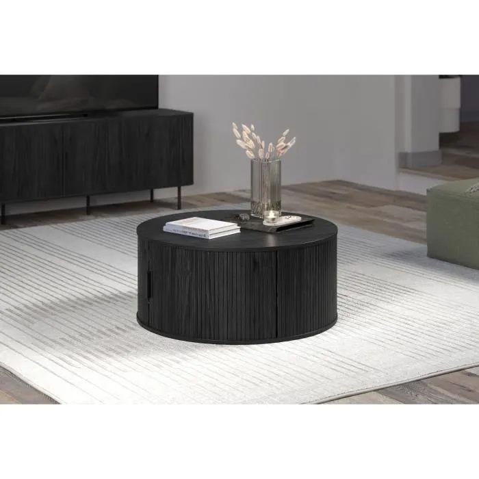 Trendteam Mesa de centro - Redonda - MDF - Negra - Essential - Diámetro 80 cm Altura 36 cm - RON234311432 1