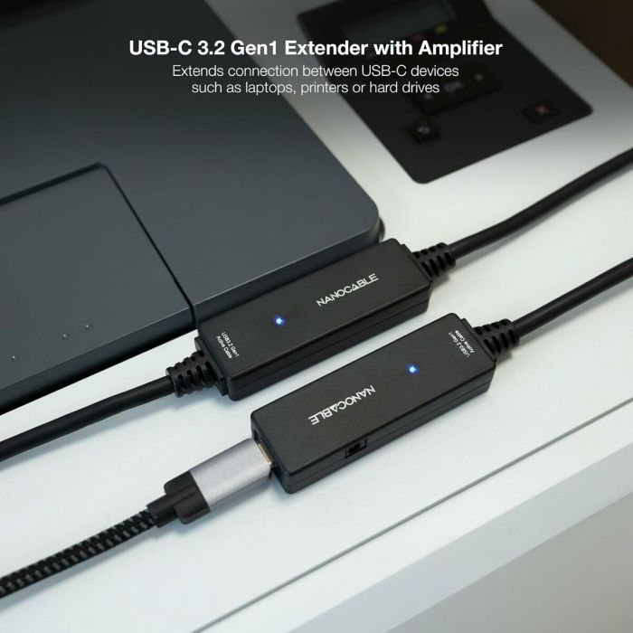 Câble USB NANOCABLE Cable USB 3.2 amplif. C/M-C/H 10 m Noir 3