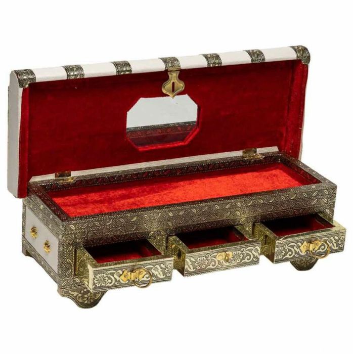 Boîte à bijoux Alexandra House Living Blanc Aluminium Bois MDF 13 x 12 x 38 cm 6