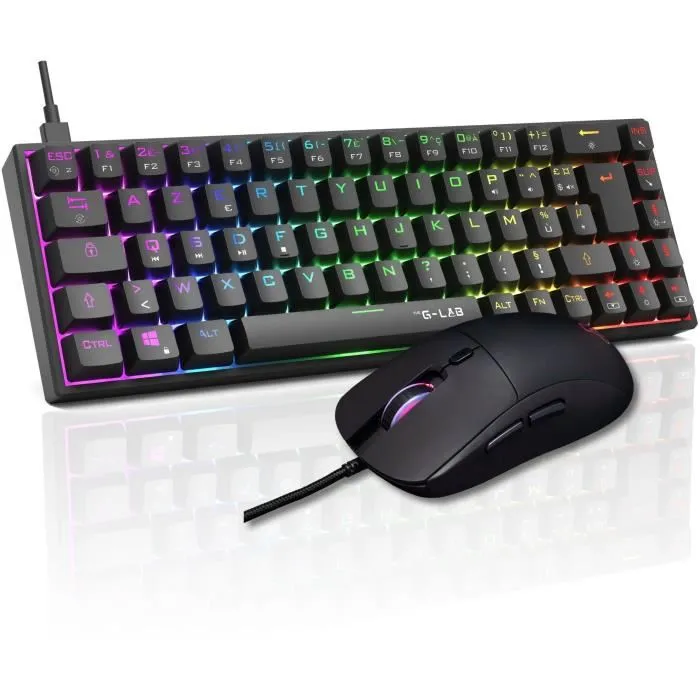 The G-Lab COMBO TITAN - Pack Gaming 2 en 1 : Clavier Mécanique 65% (Switches Rouges) et Souris RGB 12800 DPI - Rétroéclairage RGB, Anti-Ghosting, 1000Hz, Pour E-Sport et Jeu The G-Lab COMBO TITAN - Pack Gaming 2 en 1 : Clavier Mécanique 65% (Switches Rouges) et Souris RGB 12800 DPI - Rétroéclairage RGB, Anti-Ghosting, 1000Hz, Pour E-Sport et Jeu