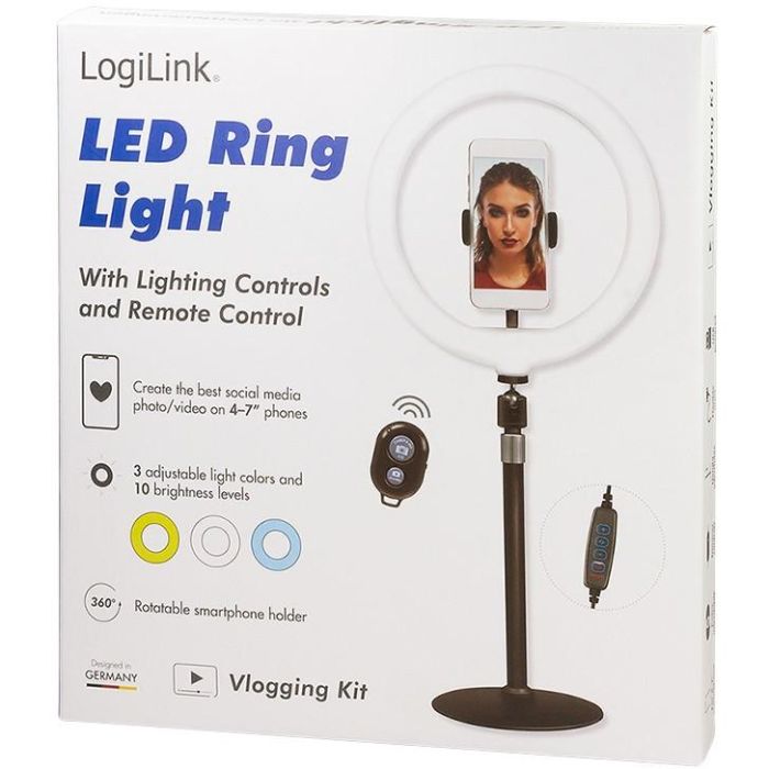 Logilink Smartphone-Ringlicht-Stativ m. Fernauslöser.DM 25cm 7