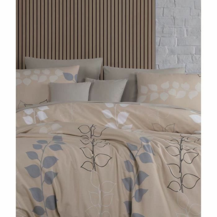 Parure de couette Beige Lit king size 3 Pièces 1