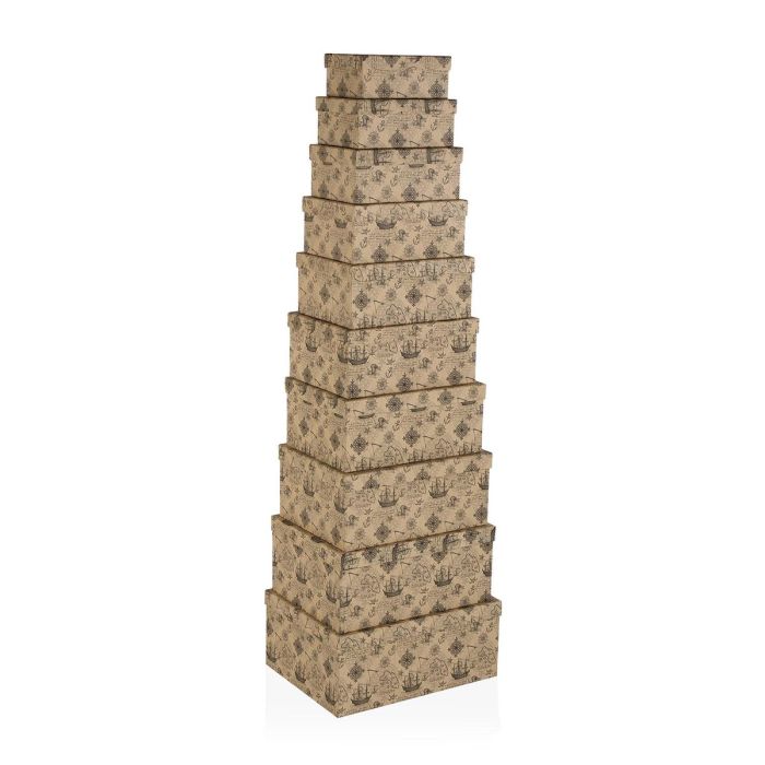 Jeu de Caisses de Rangement Empilables Versa Carton Bateau 10 Pièces