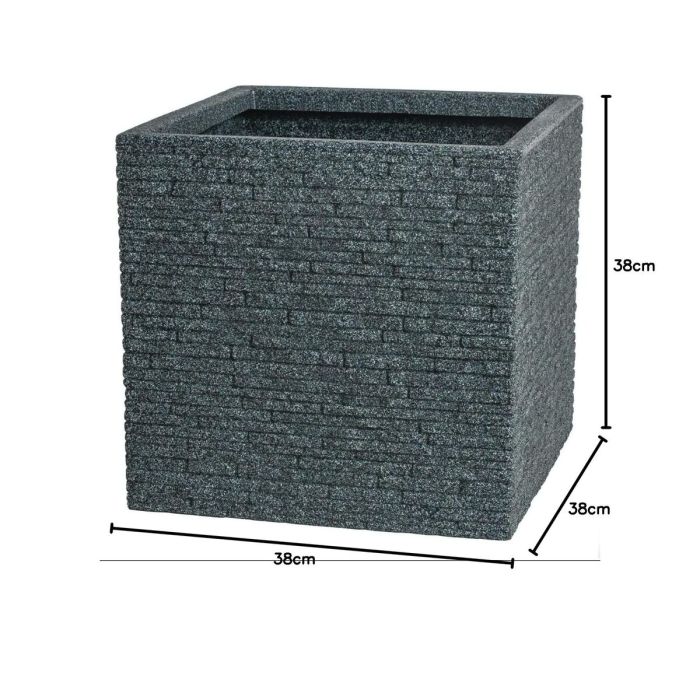 Pot Strata Ardoise 39 x 39 x 39 cm Ciment Plastique Carré 1