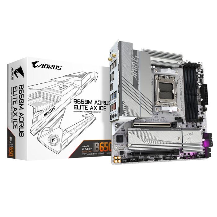Carte Mère Gigabyte B650M AORUS ELITE AX ICE AMD B650 AMD AM5 0 Carte Mère Gigabyte B650M AORUS ELITE AX ICE AMD B650 AMD AM5 0