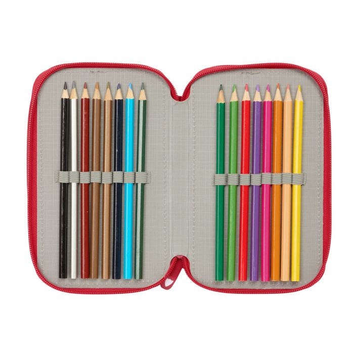 Pochette à crayons triple Sevilla Fútbol Club Rouge 12,5 x 19,5 x 5,5 cm 37 Pièces 1