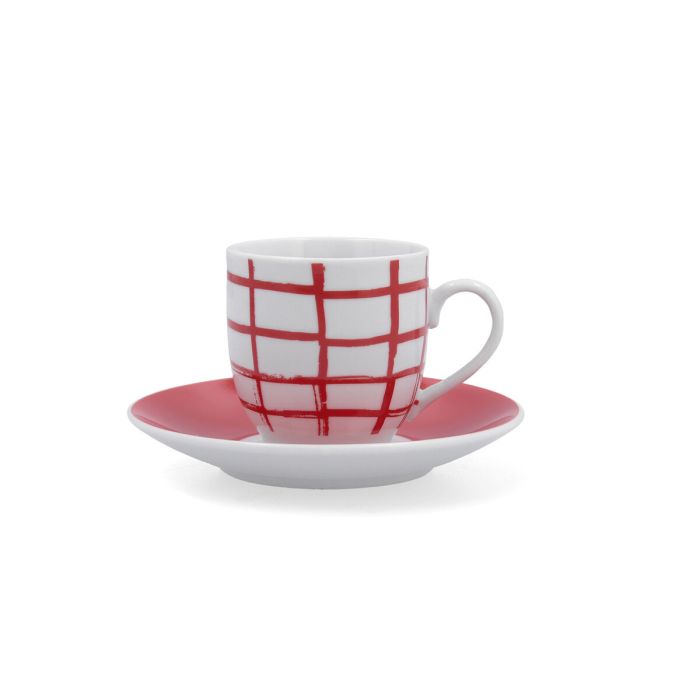 Tasse avec sous-tasse Quid Kansas Rouge Céramique 90 ml (6 Unités)