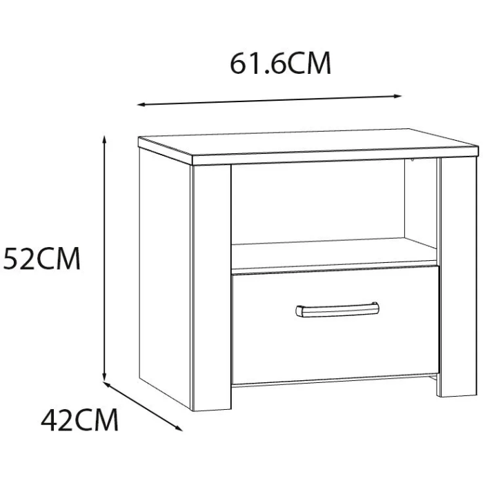 Chevet BOHOL 1 tiroir et 1 niche en chêne et blanc - Dimensions: 61,6 x 42 x 52 cm Chevet BOHOL 1 tiroir et 1 niche en chêne et blanc - Dimensions: 61,6 x 42 x 52 cm