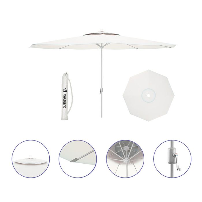 "Marbueno Parasol Acier 8 Baleines D270 cm Polyester Blanc Jardin, Piscine et Terrasse 10187" 3 "Marbueno Parasol Acier 8 Baleines D270 cm Polyester Blanc Jardin, Piscine et Terrasse 10187" 3