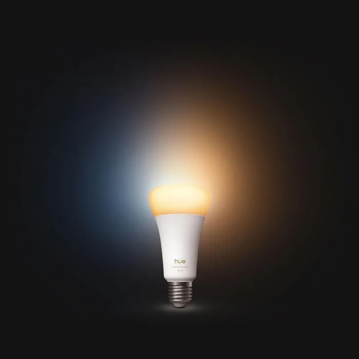 Philips Hue Ampoule LED connectée E27 11,8W A67 - Blanc chaud 2700K 1600 lumens - Gradation fluide 5%-100% compatible application Hue Philips Hue Ampoule LED connectée E27 11,8W A67 - Blanc chaud 2700K 1600 lumens - Gradation fluide 5%-100% compatible application Hue
