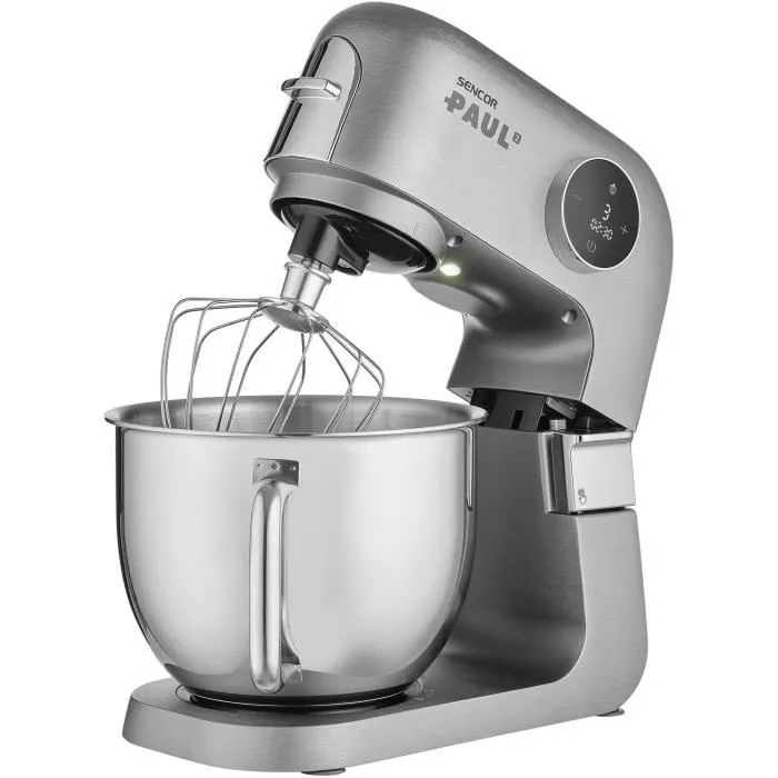 Sencor STM 7740 PAUL 2 - Robot pâtissier 1500 W avec 2 bols (6 L, 3.5 L), 8 vitesses et accessoires pour pétrir, fouetter, hacher - Acier inoxydable - Garantie 6 ans
