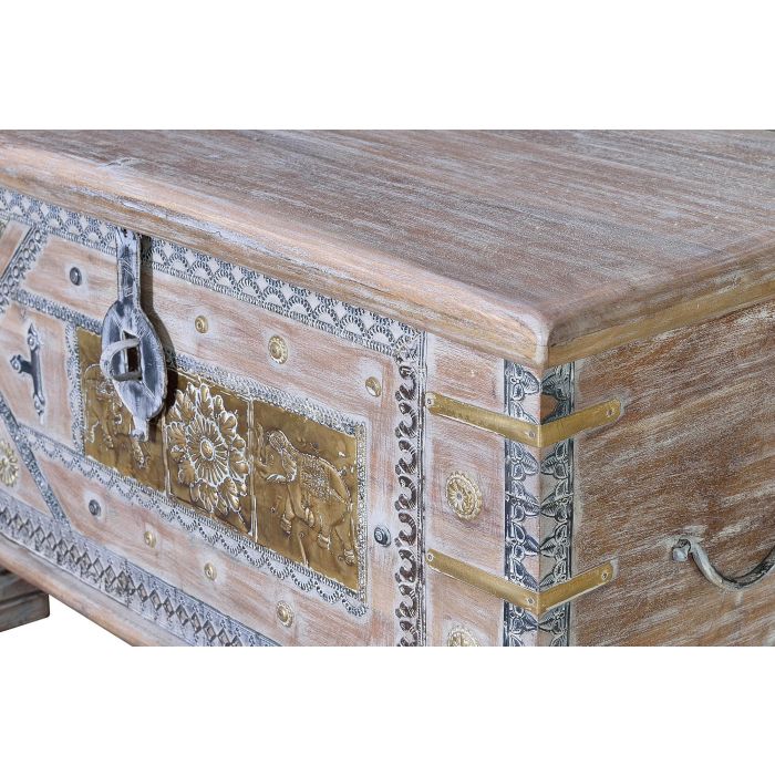 GINER Y COLOMER - Baûl de Mango Vieilli Blanc - Coffre en Bois Massif avec Détails en Bronze - Ouverture Supérieure - Meuble Artisanal 3 GINER Y COLOMER - Baûl de Mango Vieilli Blanc - Coffre en Bois Massif avec Détails en Bronze - Ouverture Supérieure - Meuble Artisanal 3