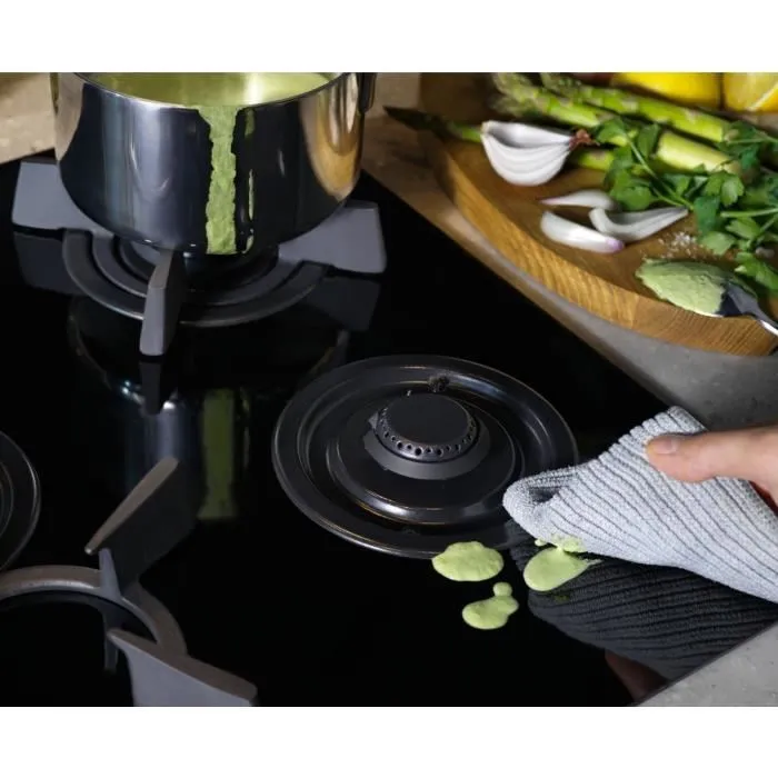 Electrolux Plaque de cuisson mixte gaz et induction KDI640713K 4 foyers (2 induction, 2 gaz) Noir 59 x 52 cm avec brûleurs Vertical Flame et sécurité enfants