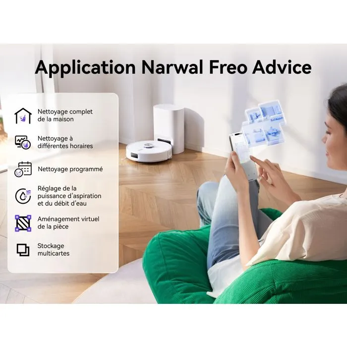 Narwal Freo S Robot aspirateur et laveur 8000 Pa Autovaciado 180 jours Navigation LDS Mapeo 3D NAR6972075737232 5