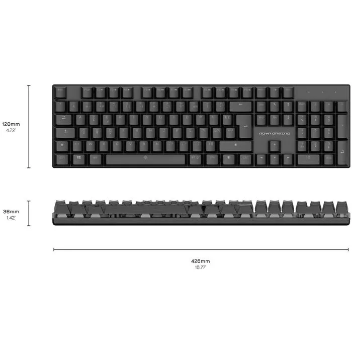 Nova Gaming Clavier Gamer Mécanique HERCULE, Switches pour Frappe Précise, Rétroéclairage LED RGB Personnalisable, Filaire, Confort de Jeu Optimal Nova Gaming Clavier Gamer Mécanique HERCULE, Switches pour Frappe Précise, Rétroéclairage LED RGB Personnalisable, Filaire, Confort de Jeu Optimal