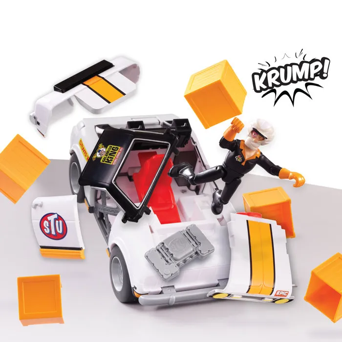 Bandai Stuntman Stu COSS8200 - Figurine cascadeur et voiture de course pour crashs et cascades amusantes Bandai Stuntman Stu COSS8200 - Figurine cascadeur et voiture de course pour crashs et cascades amusantes