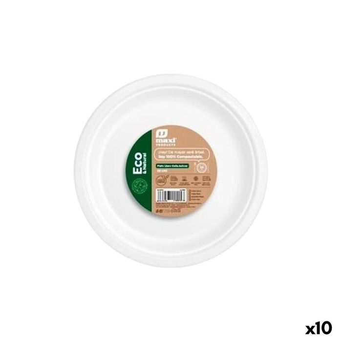 Lot d'assiettes réutilisables Maxi Products Blanc Canne à sucre Ø 26 cm 50 Pièces (10 Unités)