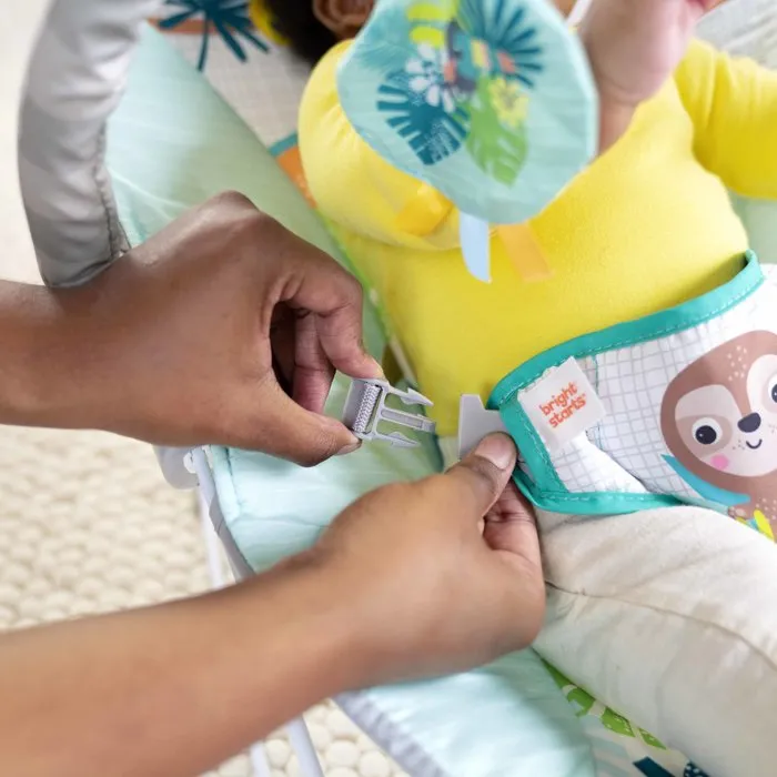 Bright Starts Transat bébé vibrant Wild Wonders - Arche de jouets d'éveil amovible, Harnais 3 points, Pour bébés de 0 à 6 mois