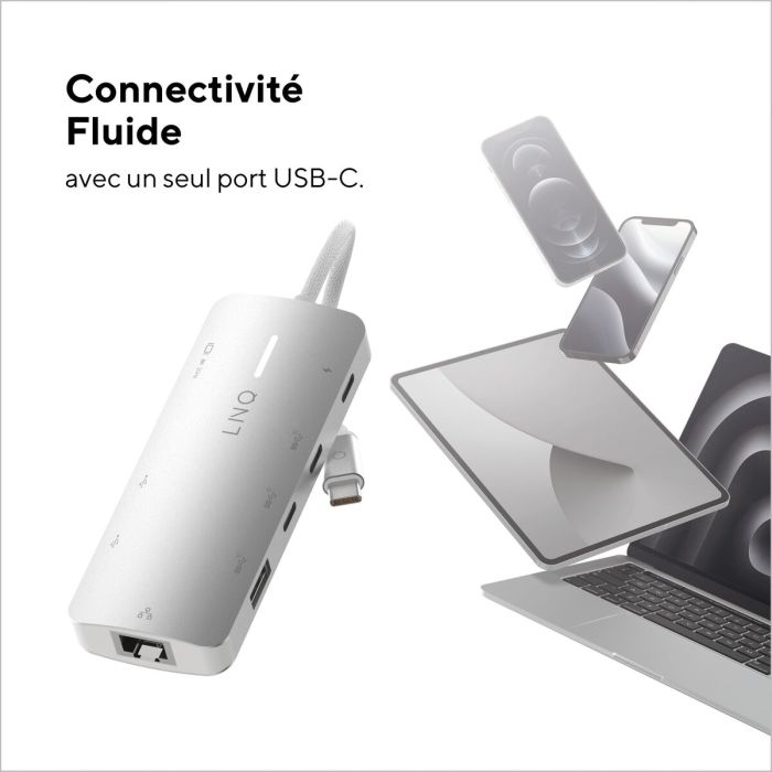Hub USB Linq Byelements LQ49081PS Blanc Gris 6