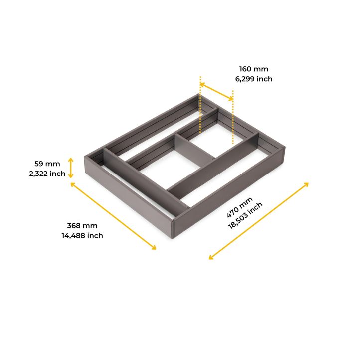 Emuca Organisateur de tiroirs Alumount 450x500, Aluminium, Gris antracite 5