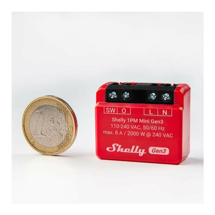 Shelly Relais "1PM Mini Gen. 3" WLAN BT Messfunktion max 8A 1 Kanal Unterputz 4