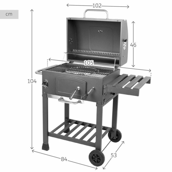 Barbecue à Charbon avec Couvercle et Roulettes Aktive 102 x 65 x 104 cm 3 Barbecue à Charbon avec Couvercle et Roulettes Aktive 102 x 65 x 104 cm 3
