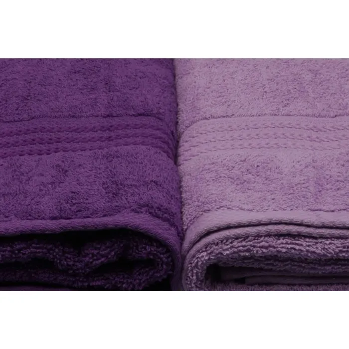 Ensemble de 4 serviettes de bain en coton 100 % - 70 x 140 cm - Violet Ensemble de 4 serviettes de bain en coton 100 % - 70 x 140 cm - Violet