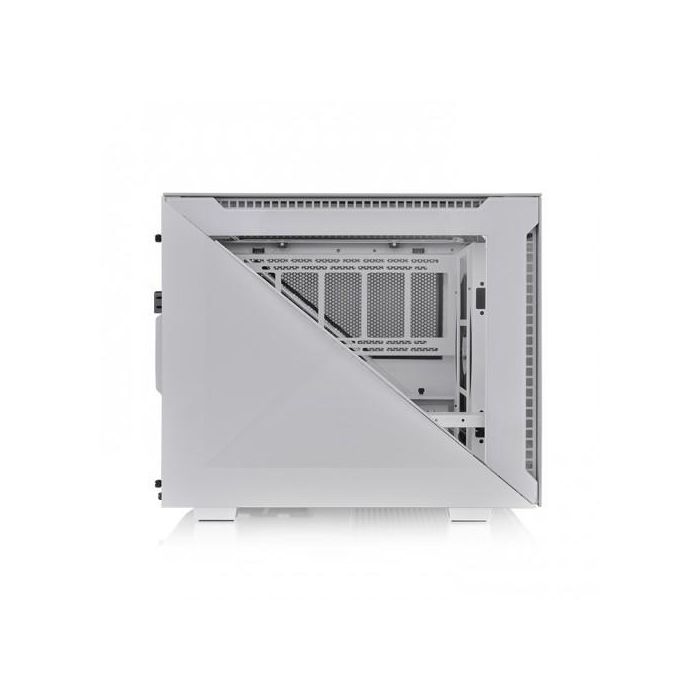 Thermaltake Divider 200 TG Snow - Boîtier PC Micro-ATX/Mini-ITX Blanc, Vitre Trempée Latérale, 1x Ventilateur 200 mm & 1x 120 mm Pré-installés, Ports USB 3.2 Gen 2 Type-C et Type-A