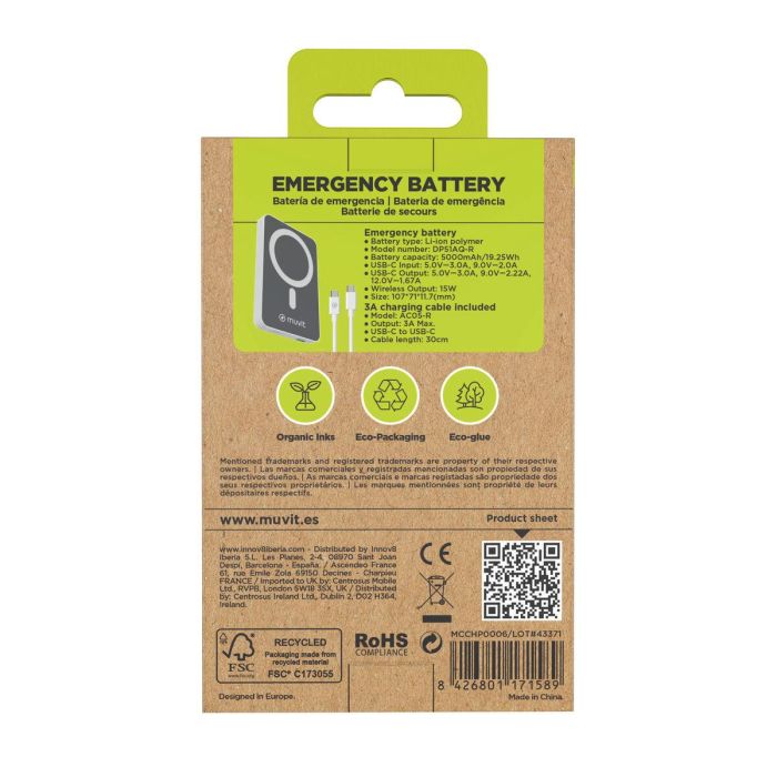 Powerbank Muvit for Change DP51AQ-R Blanc 5000 mAh 1