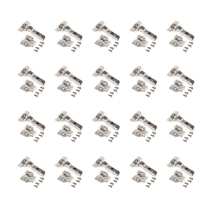 Emuca Lot de 20 charnières coudées X91N avec embases à visser, Hauteur 0, Acier, Nickelé 0 Emuca Lot de 20 charnières coudées X91N avec embases à visser, Hauteur 0, Acier, Nickelé 0