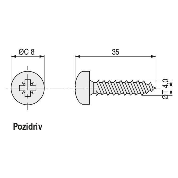 Tornillo Rosca Madera Cabeza Redonda Poz Largo 35Mm Diámetro 4Mm Ucafix (Set de 1000) 1