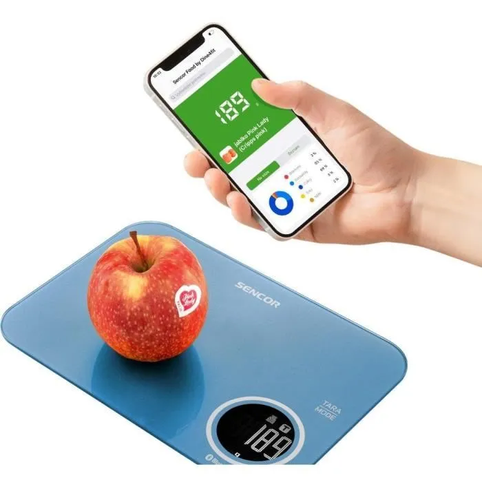 Sencor Balance de Cuisine Électronique SKS 7072BL - Capacité 5 kg, Précision 1 g, Écran LCD, Connexion App