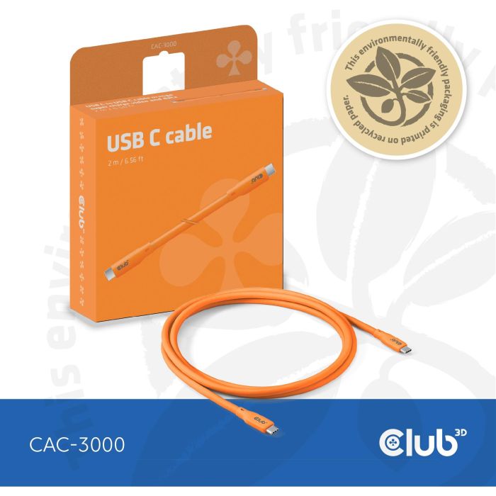 Club3D Lifestyle USB-C Kabel PD 240W.20Gbps 2m orangeSt/St 7