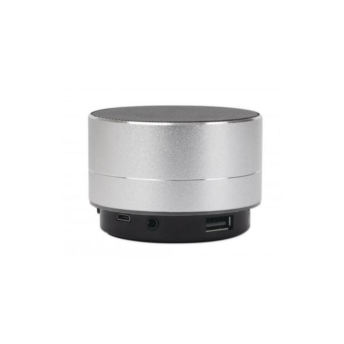 MANHATTAN Metallic LED-Bluetooth-Lautsprecher buntes Licht Bedienelemente USB-A-Port MicroSD-Kartenslot 3.5mm-Klinkenbuchse silber 1