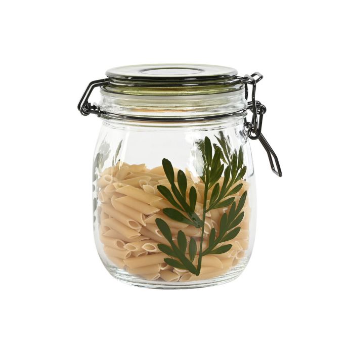 Set de 4 Boites Home ESPRIT Vert Verre Fer 1,5 L 11,3 x 11,3 x 21,7 cm 2